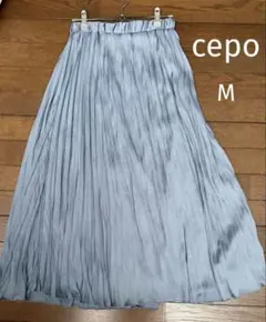 cepoサテンプリーツスカート ロング丈 ブルー系 Mサイズのサムネイル