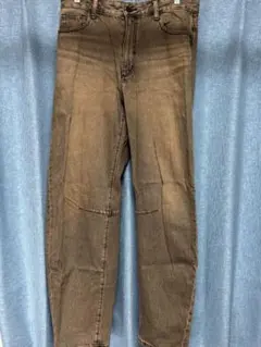 GU バレルレッグジーンズ ブラウン