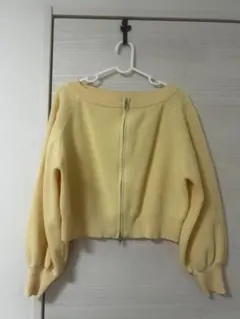 イエロー ジップアップニットカーディガン
