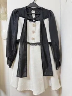 ROJITA ビジュボウタイリボンツイードワンピース FREEサイズ