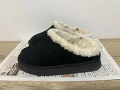 ワークマン ムートン風シューズ L 黒 2WAY スリッポン