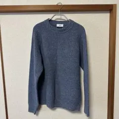 SHIPS ブルー系 リブ編み ニットセーター Lのサムネイル