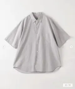 【美品】Steven Alan ストライプ半袖シャツ ルーズ グレー Lのサムネイル