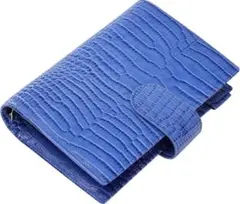 システム手帳A6レザーポケット ワニ柄レザー 6穴 リング約30ｍｍ ブルー