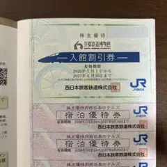 JR西日本 株主優待 京都鉄道博物館 入館割引券 宿泊優待券のサムネイル