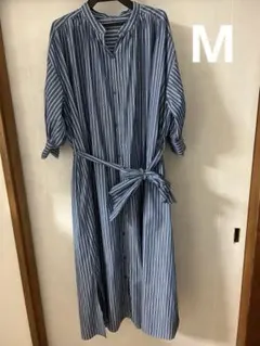 ストライプシャツロングワンピース