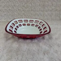 Guzzini Vintage バイカラーボウル プレートパンバスケット レッドのサムネイル