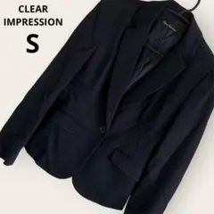 【美品】クリアインプレッション テーラードジャケット ネイビー S レーヨン