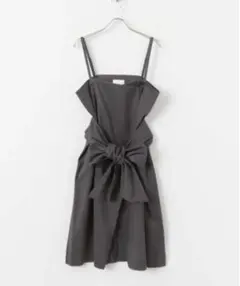 KBF リボン付き　ダークグレーキャミワンピース