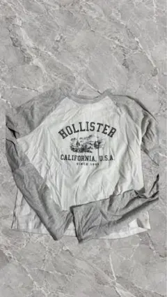 HOLLISTER ホリスター 長袖カットソー ラグラン ホワイト グレー