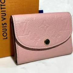 【美品】ルイ・ヴィトン ポルトモネロザリ モノグラムアンプラント ピンク