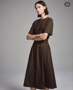 セオリーリュクス☆リネンロングワンピース黒 未使用CRISPLINENAPRIE