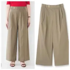 美品■アンタイトル■【後ろウエストゴム/洗える】2タックワイドパンツ■XL