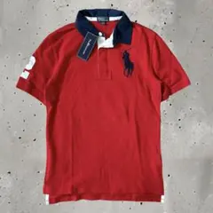 新品タグ付 ポロラルフローレン ポロシャツ 半袖 ビッグポニー 刺繍 レッド L