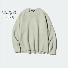 ユニクロ　スフレヤーンクルーネックセーター　グリーン　S ニット　メランジ