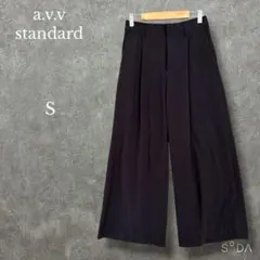 a.v.v スタンダード【S】タックワイドパンツ スラックス 微起毛 ブラック