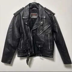 本革 ダブルライダース ブラックレザージャケット ヴィンテージ 38