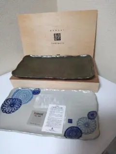 未使用　美濃焼　長角皿　長方形　大皿　Kansai 2枚　桃山陶器　岐阜県