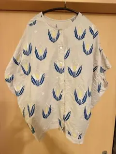 marble sud 花柄刺繍 半袖ブラウス ベージュのサムネイル