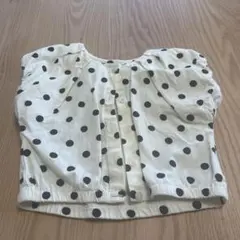 水玉模様 半袖シャツ 黒いリボン付き