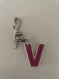 COACH コーチ イニシャル V キーホルダー バッグチャーム パープル
