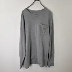 S00488 carhartt 長袖Tシャツ グレー ワンポイント 古着