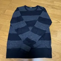 COMME CA ISM ブラック・グレー ストライプ ニット Mのサムネイル