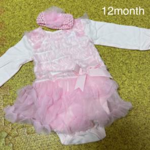 【新品】韓国ベビー服　ベビードレス　フリル　ヘアバンド 付き　ロンパース