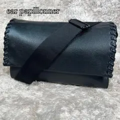 極美品✨　イアパピヨネ　ワイドテープショルダーバッグ　黒　ブラック