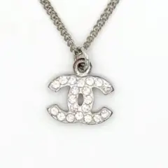 CHANEL シャネル ネックレス ココマーク ラインストーン シルバーカラー