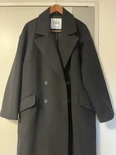 ZARA ブラック ダブルブレスト ロングコート