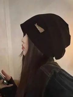 SHEIN　ゆるニット帽 ブラック　黒 韓国のサムネイル