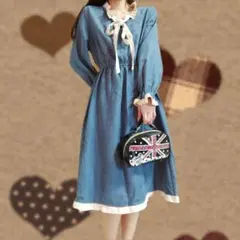 森ガール　レトロ　フリル　ワンピース　フェアリー