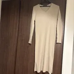 nano universe リブ編みVネックワンピース F