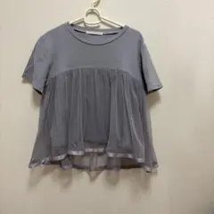 KBF チュール切り替え 半袖Tシャツ グレー