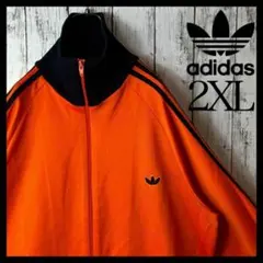 【希少】アディダス デサント ジャージ オレンジ 黒 7号 2XL ワンポイント