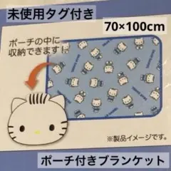 新品 未使用 サンリオ キティ ダニエル ポーチ付き ブランケット 毛布 青