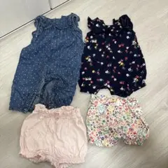GAP デニム 花柄ロンパース 3-6 6-12
