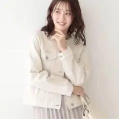 SHOO・LA・RUE ノーカラーデニムジャケット ライトグレーのサムネイル