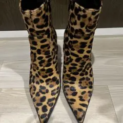 ZARA レオパード柄 ポインテッドトゥ ヒールブーツ