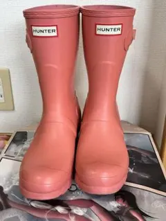 美品 HUNTER ピンク レインブーツ 23.5cm