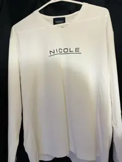 NICOLE ホワイト Vネック長袖カットソー