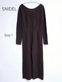 SNIDEL ブラウンニットオールインワン シンプル サイズ1