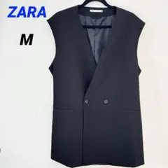 【未使用】ZARA ベスト ジレ ダブルブレスト ブラック メンズ M