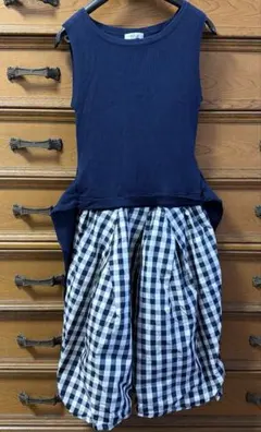 FRAY I.D ノースリーブ ネイビー ギンガムチェック ワンピース サイズ0