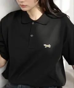Maison Kitsune フォックス刺繍 ポロシャツ ブラック