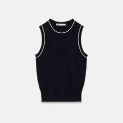 ZARA コントラストトリム プレーン ニットトップス