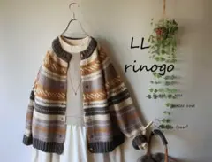 新品値引き　ＬＬノルディック柄ニットセーターカーディガン灰　大きいサイズ