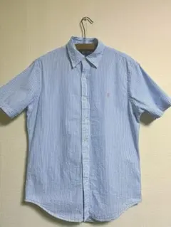 美品 現行 ラルフローレン BD シアサッカー S/S shirt S