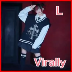 椎名ひかり Virally アベイル　地雷系　ロゴニットベスト　Lサイズ